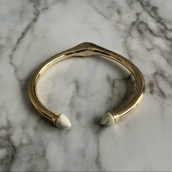 SLATE Porter Hinge Cuff Bracelet, Gold over Brass w/ Howlite, Rocksbox Exclusive - Picture 7 of 15